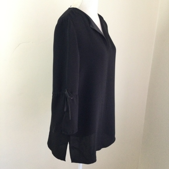 lafayette 148 Blouse Black Silk Top V-Neck Tunic Size S - Picture 2 of 6